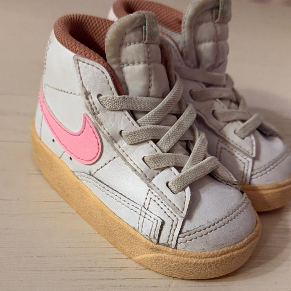 Nike Kids Sneakers - White, Pink, and Brown